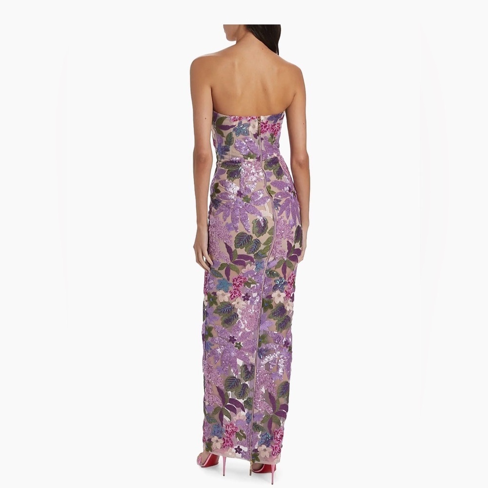 Bronx and Banco Dahlia Floral-Embellished Strapless Gown Size XS | US 2 - Picture 4 of 16